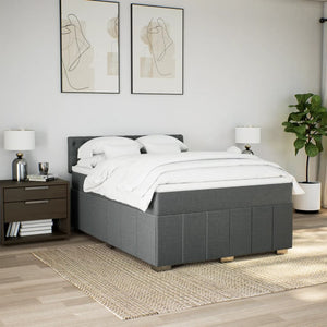 Κρεβάτι Boxspring με Στρώμα Σκούρο Γκρι 140x200 εκ Υφασμάτινο