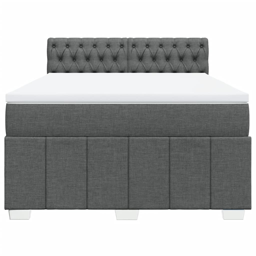 Κρεβάτι Boxspring με Στρώμα Σκούρο Γκρι 140x200 εκ Υφασμάτινο