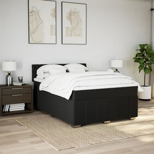 Κρεβάτι Boxspring με Στρώμα Μαύρο 140x200 εκ. Υφασμάτινο - Pakobazaar