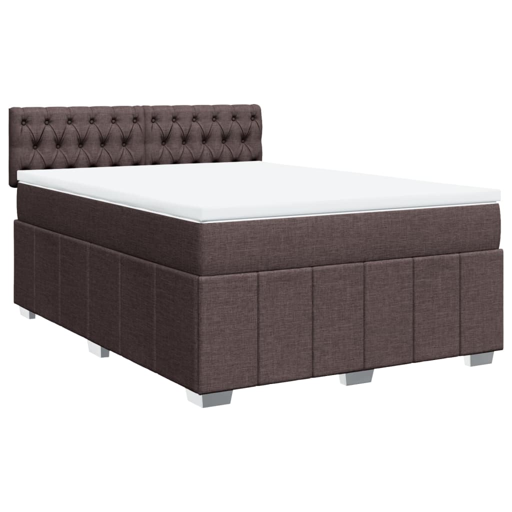 Κρεβάτι Boxspring με Στρώμα Σκούρο Καφέ 140x200 εκ Υφασμάτινο - Pakobazaar