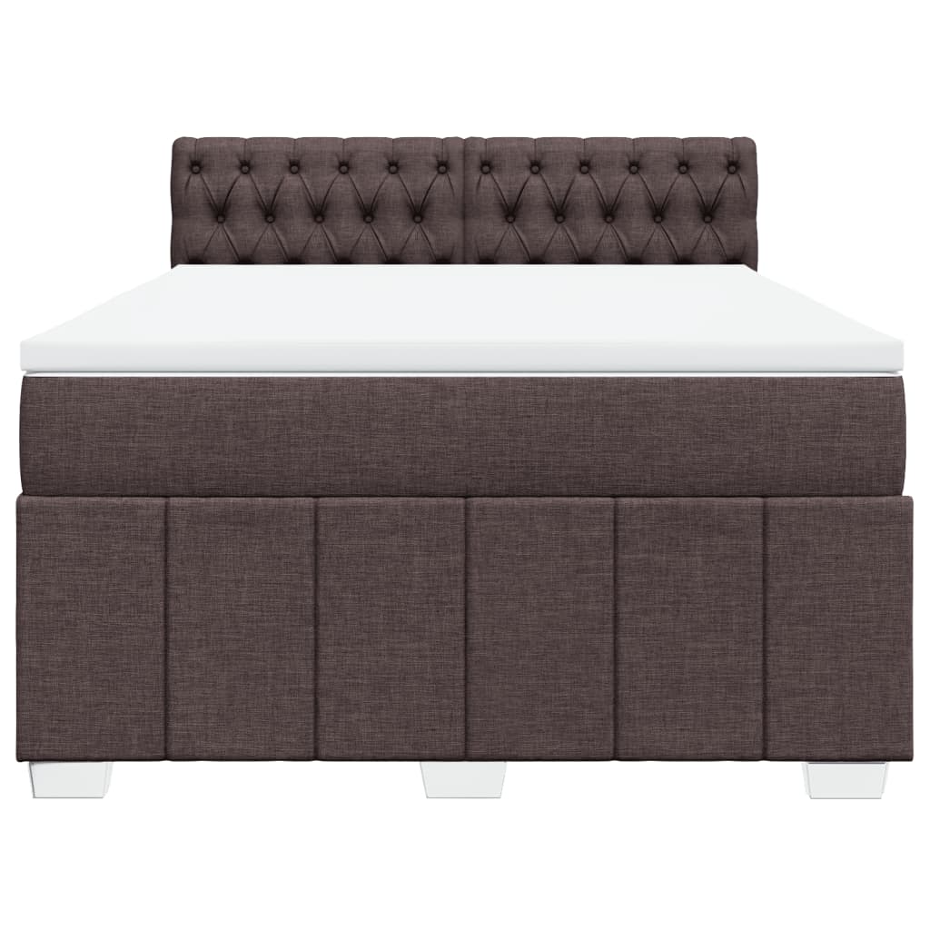 Κρεβάτι Boxspring με Στρώμα Σκούρο Καφέ 140x200 εκ Υφασμάτινο - Pakobazaar