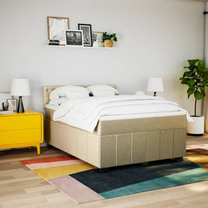 Κρεβάτι Boxspring με Στρώμα Κρεμ 140x200 εκ. Υφασμάτινο - Pakobazaar