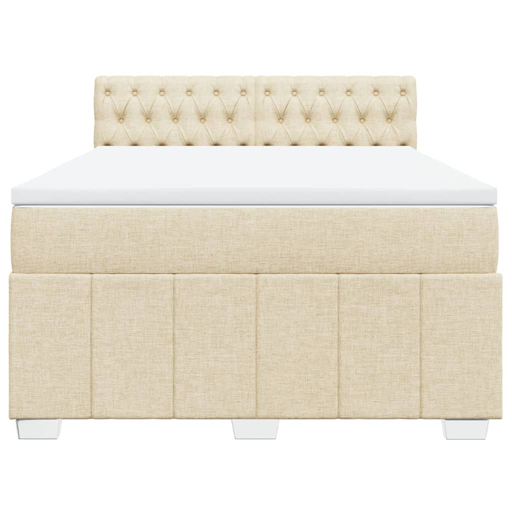 Κρεβάτι Boxspring με Στρώμα Κρεμ 140x200 εκ. Υφασμάτινο - Pakobazaar