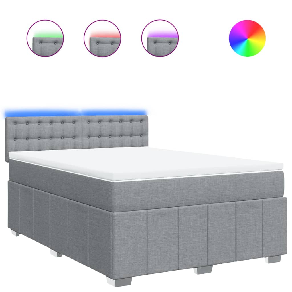 Κρεβάτι Boxspring με Στρώμα Ανοιχτό Γκρι 140x200 εκ. Υφασμάτινο - Pakobazaar