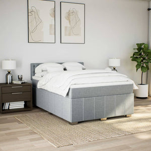 Κρεβάτι Boxspring με Στρώμα Ανοιχτό Γκρι 140x200 εκ. Υφασμάτινο - Pakobazaar