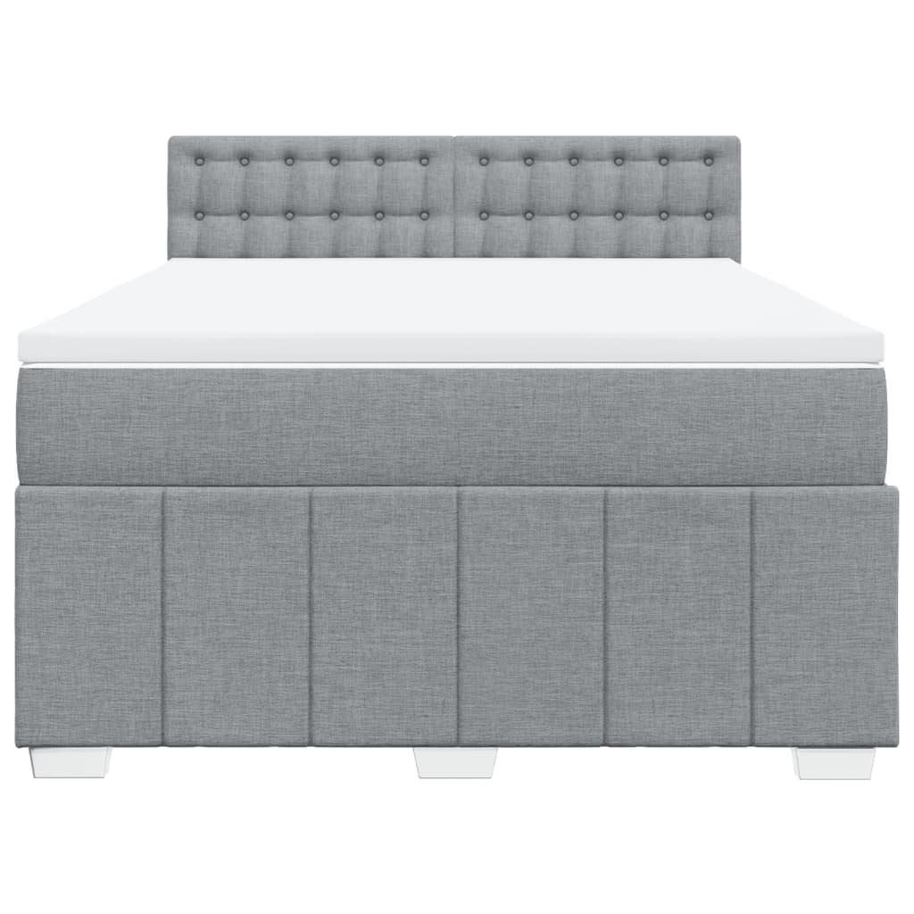 Κρεβάτι Boxspring με Στρώμα Ανοιχτό Γκρι 140x200 εκ. Υφασμάτινο - Pakobazaar