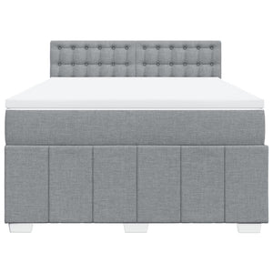 Κρεβάτι Boxspring με Στρώμα Ανοιχτό Γκρι 140x200 εκ. Υφασμάτινο - Pakobazaar