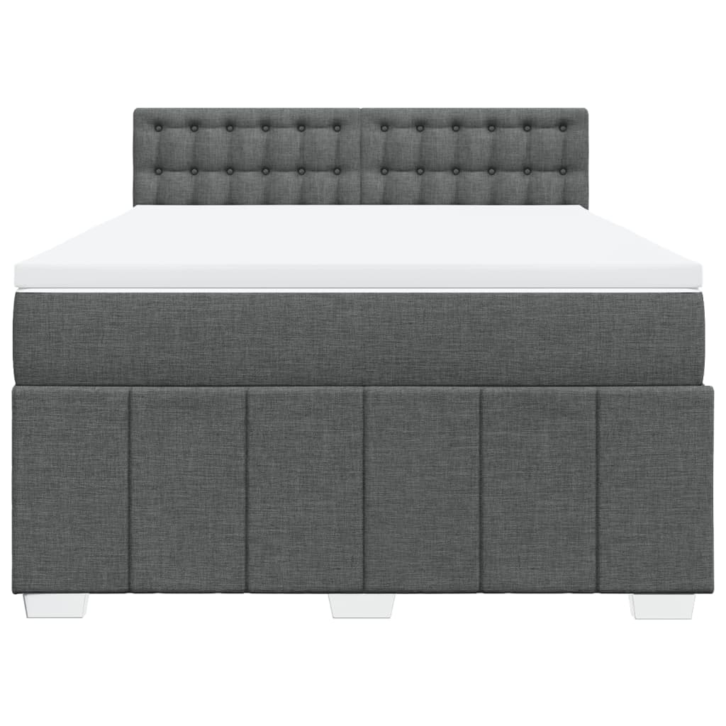 Κρεβάτι Boxspring με Στρώμα Σκούρο Γκρι 140x200 εκ Υφασμάτινο