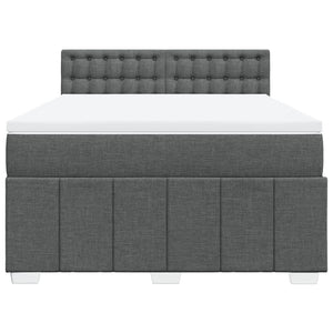 Κρεβάτι Boxspring με Στρώμα Σκούρο Γκρι 140x200 εκ Υφασμάτινο