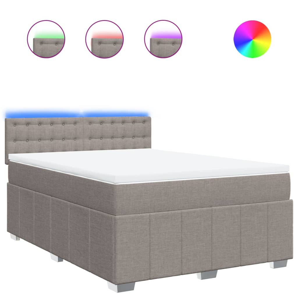 Κρεβάτι Boxspring με Στρώμα Taupe 140x200 εκ. Υφασμάτινο