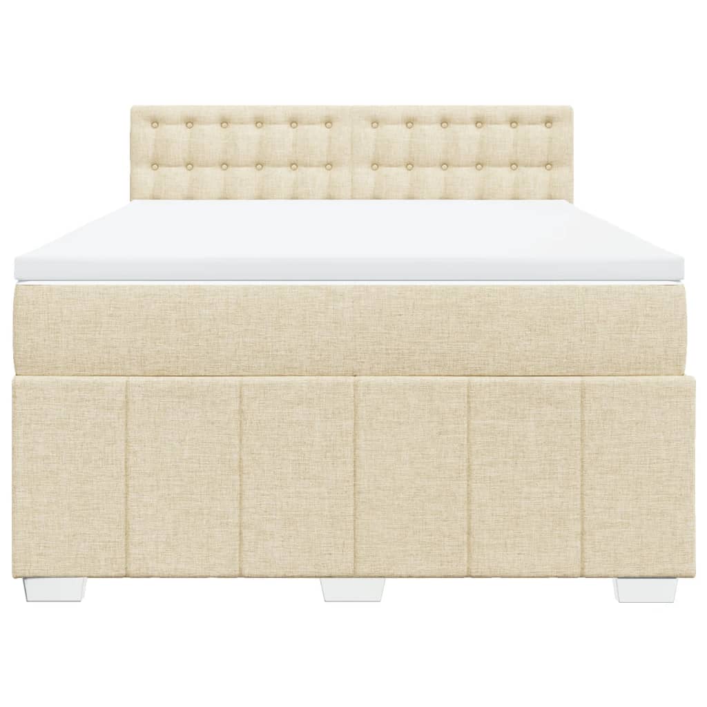Κρεβάτι Boxspring με Στρώμα Κρεμ 140x200 εκ. Υφασμάτινο - Pakobazaar
