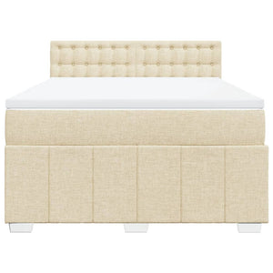 Κρεβάτι Boxspring με Στρώμα Κρεμ 140x200 εκ. Υφασμάτινο - Pakobazaar