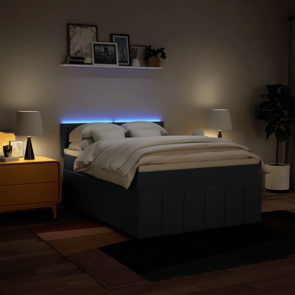 Κρεβάτι Boxspring με Στρώμα Μπλε 140x200 εκ. Υφασμάτινο - Pakobazaar