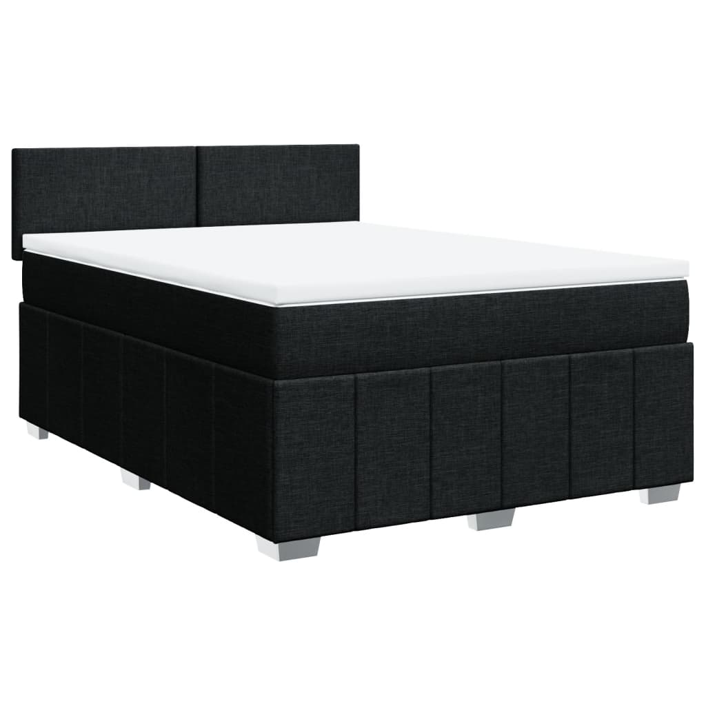 Κρεβάτι Boxspring με Στρώμα Μαύρο 160x200 εκ. Υφασμάτινο - Pakobazaar