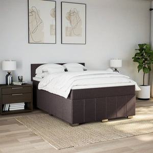 Κρεβάτι Boxspring με Στρώμα Σκούρο Καφέ 160x200 εκ Υφασμάτινο - Pakobazaar