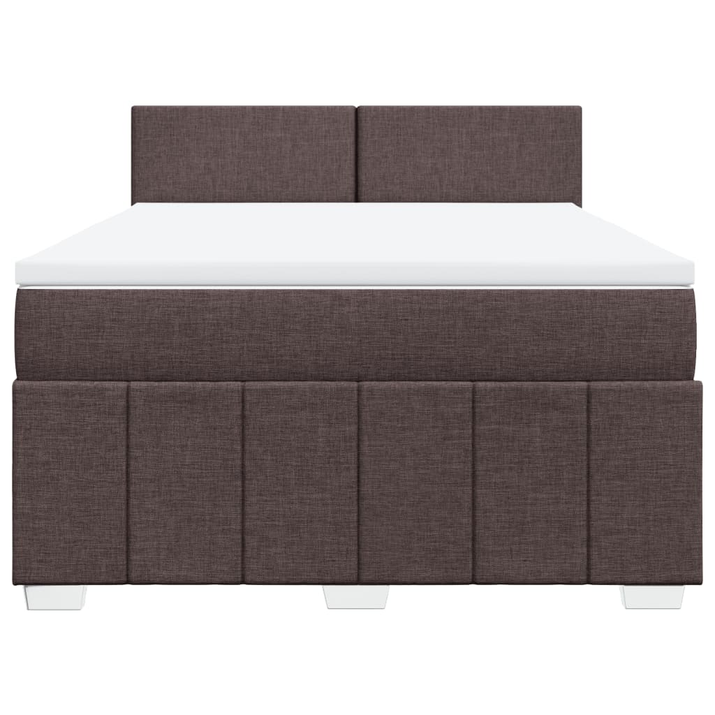 Κρεβάτι Boxspring με Στρώμα Σκούρο Καφέ 160x200 εκ Υφασμάτινο