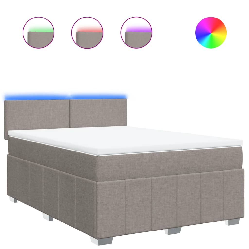 Κρεβάτι Boxspring με Στρώμα Taupe 160x200 εκ. Υφασμάτινο - Pakobazaar
