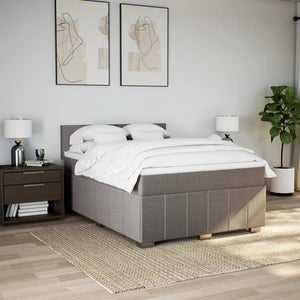 Κρεβάτι Boxspring με Στρώμα Taupe 160x200 εκ. Υφασμάτινο - Pakobazaar