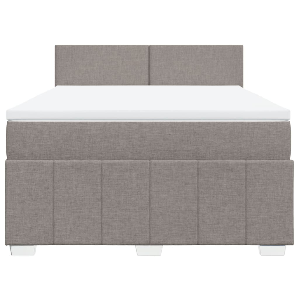 Κρεβάτι Boxspring με Στρώμα Taupe 160x200 εκ. Υφασμάτινο - Pakobazaar