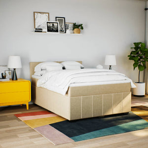 Κρεβάτι Boxspring με Στρώμα Κρεμ 160x200 εκ. Υφασμάτινο - Pakobazaar