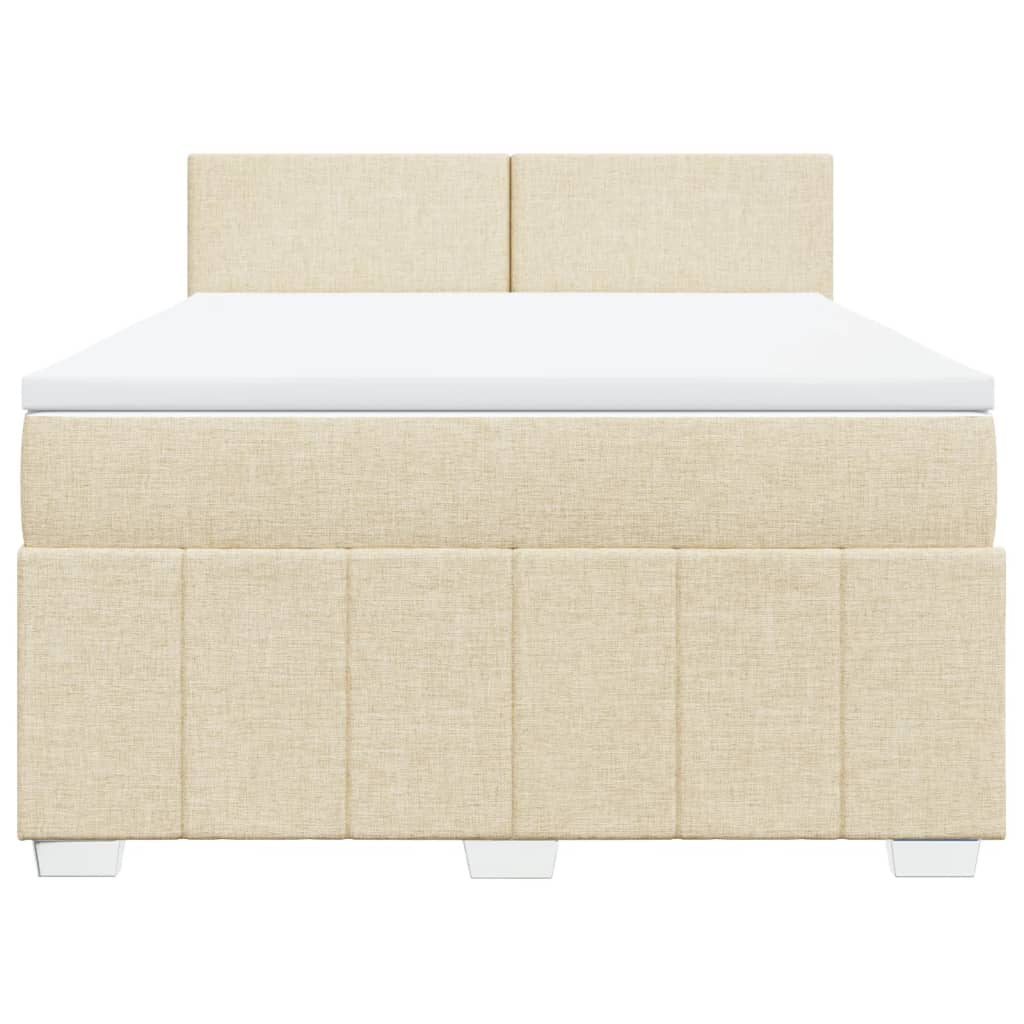 Κρεβάτι Boxspring με Στρώμα Κρεμ 160x200 εκ. Υφασμάτινο - Pakobazaar