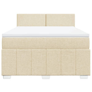 Κρεβάτι Boxspring με Στρώμα Κρεμ 160x200 εκ. Υφασμάτινο - Pakobazaar
