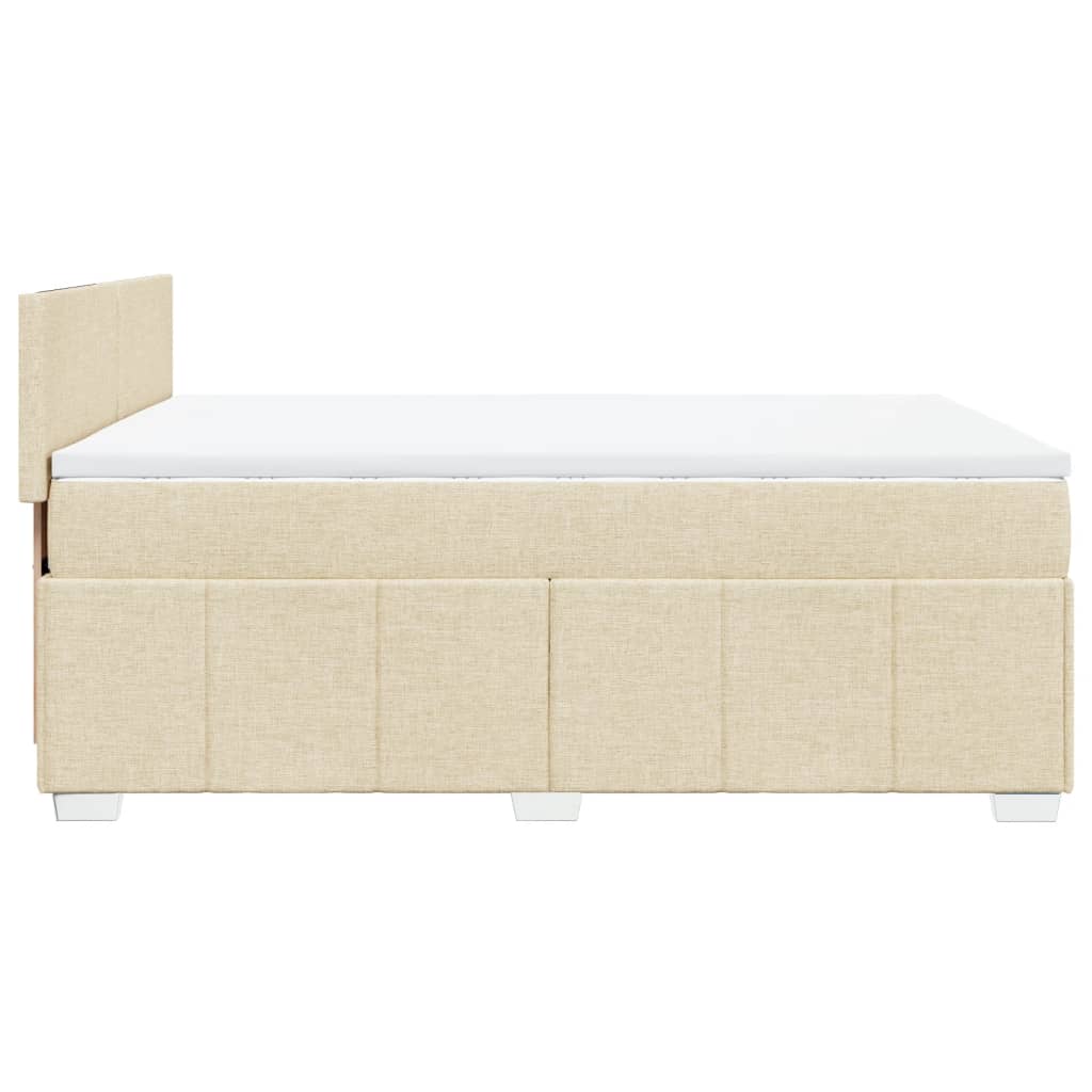 Κρεβάτι Boxspring με Στρώμα Κρεμ 160x200 εκ. Υφασμάτινο - Pakobazaar