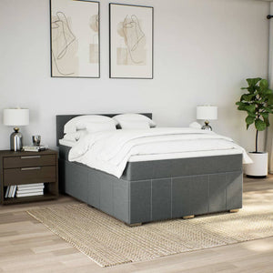 Κρεβάτι Boxspring με Στρώμα Σκούρο Γκρι 160x200 εκ Υφασμάτινο - Pakobazaar