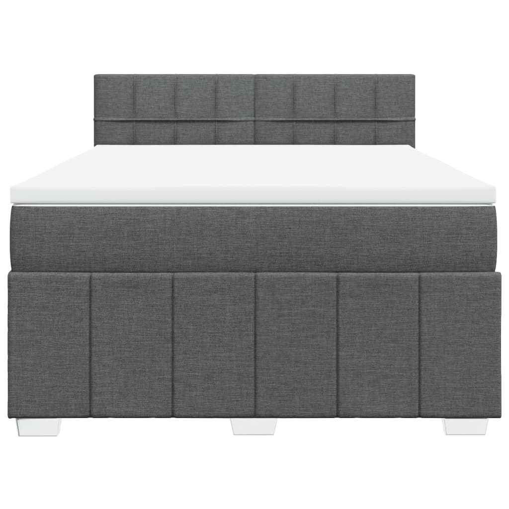 Κρεβάτι Boxspring με Στρώμα Σκούρο Γκρι 160x200 εκ Υφασμάτινο - Pakobazaar