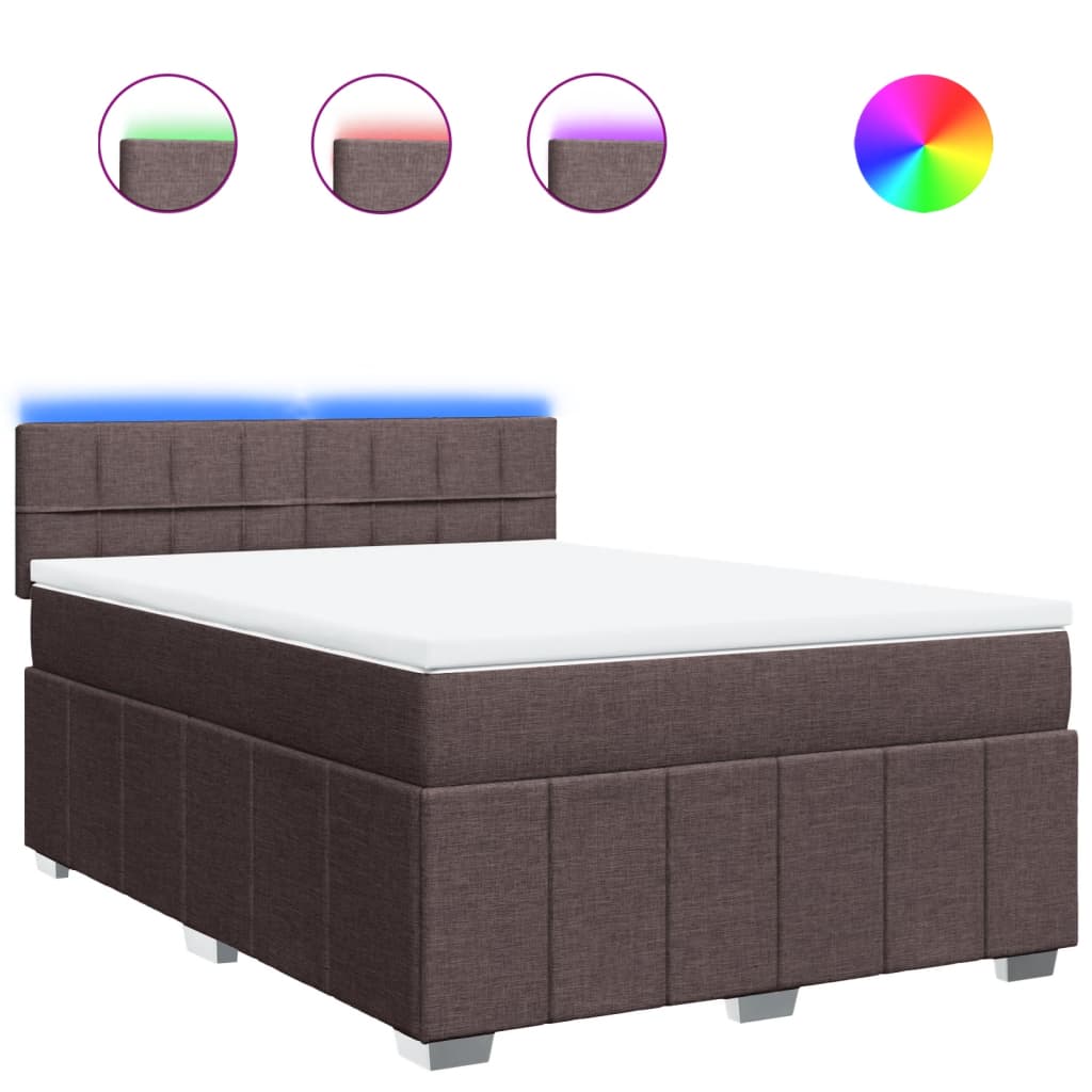 Κρεβάτι Boxspring με Στρώμα Σκούρο Καφέ 160x200 εκ Υφασμάτινο - Pakobazaar
