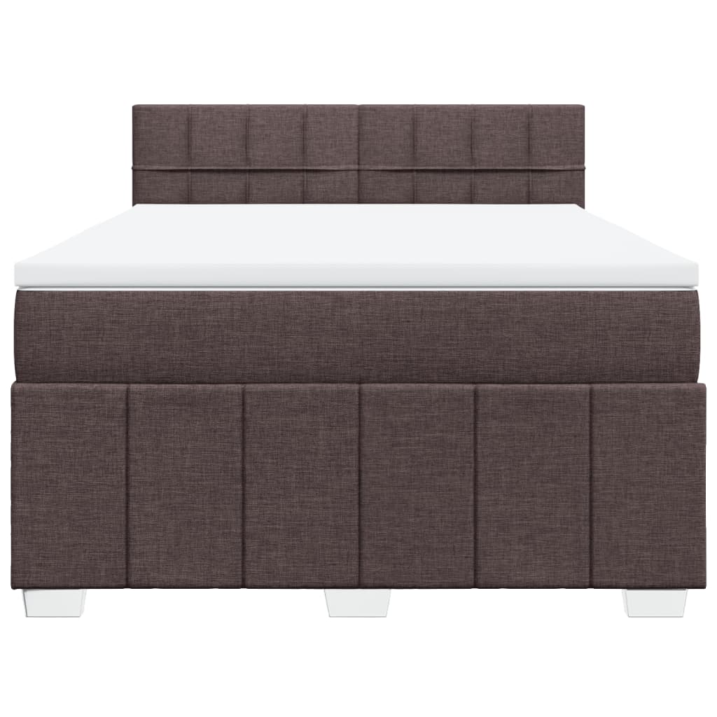 Κρεβάτι Boxspring με Στρώμα Σκούρο Καφέ 160x200 εκ Υφασμάτινο - Pakobazaar
