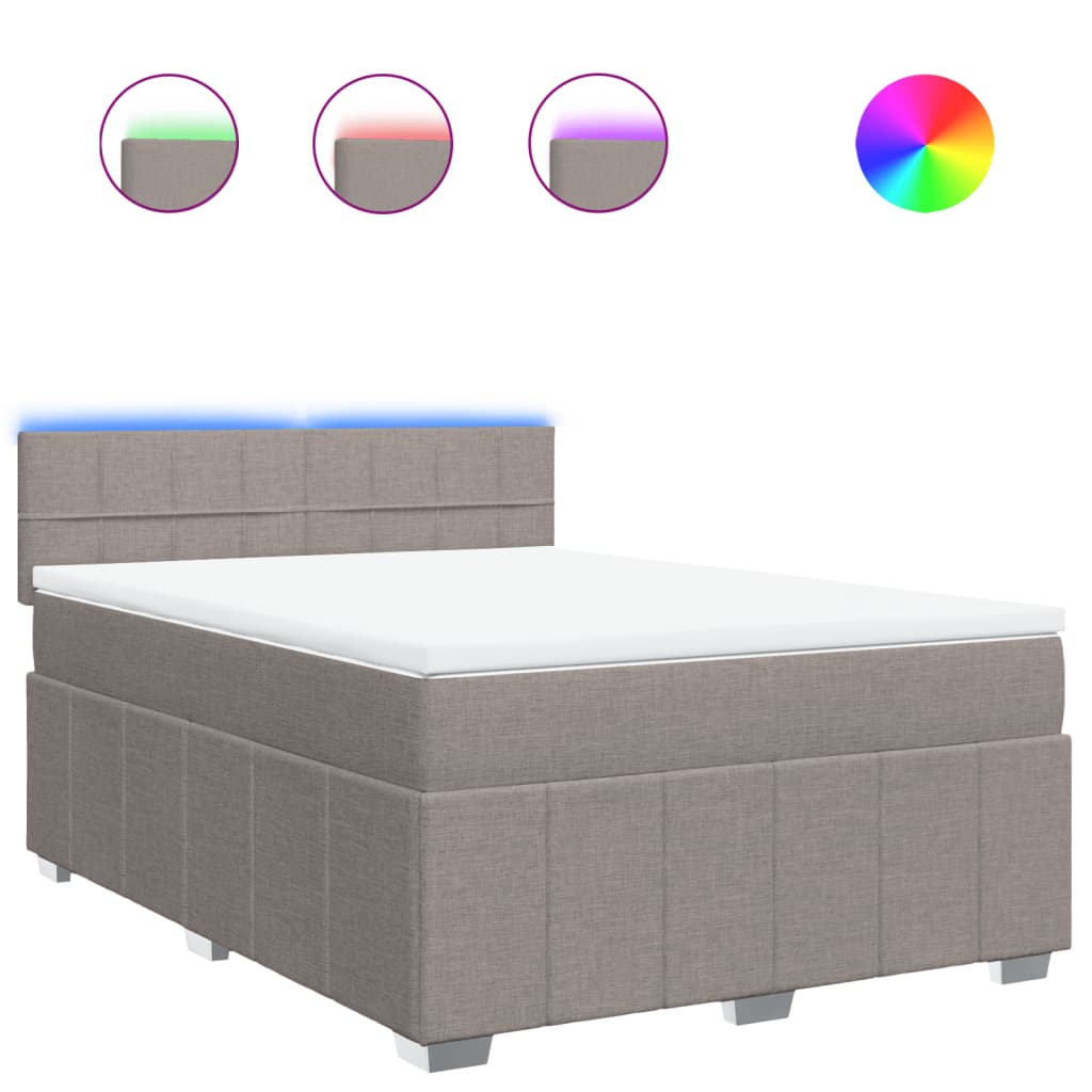 Κρεβάτι Boxspring με Στρώμα Taupe 160x200 εκ. Υφασμάτινο - Pakobazaar