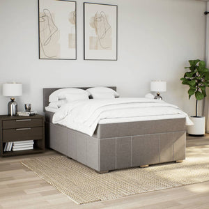 Κρεβάτι Boxspring με Στρώμα Taupe 160x200 εκ. Υφασμάτινο - Pakobazaar
