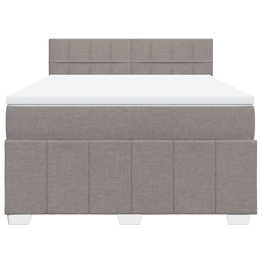 Κρεβάτι Boxspring με Στρώμα Taupe 160x200 εκ. Υφασμάτινο - Pakobazaar