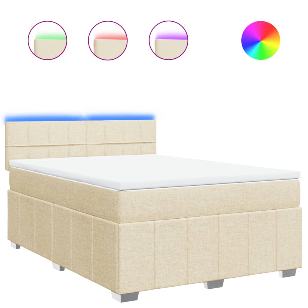 Κρεβάτι Boxspring με Στρώμα Κρεμ 160x200 εκ. Υφασμάτινο - Pakobazaar