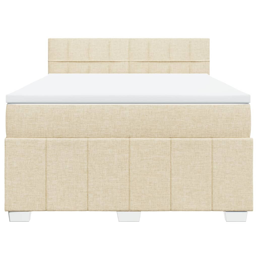Κρεβάτι Boxspring με Στρώμα Κρεμ 160x200 εκ. Υφασμάτινο - Pakobazaar