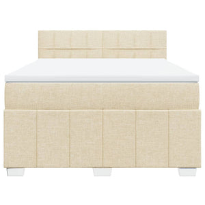Κρεβάτι Boxspring με Στρώμα Κρεμ 160x200 εκ. Υφασμάτινο - Pakobazaar