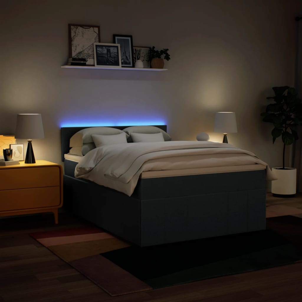 Κρεβάτι Boxspring με Στρώμα Μπλε 160x200 εκ. Υφασμάτινο - Pakobazaar
