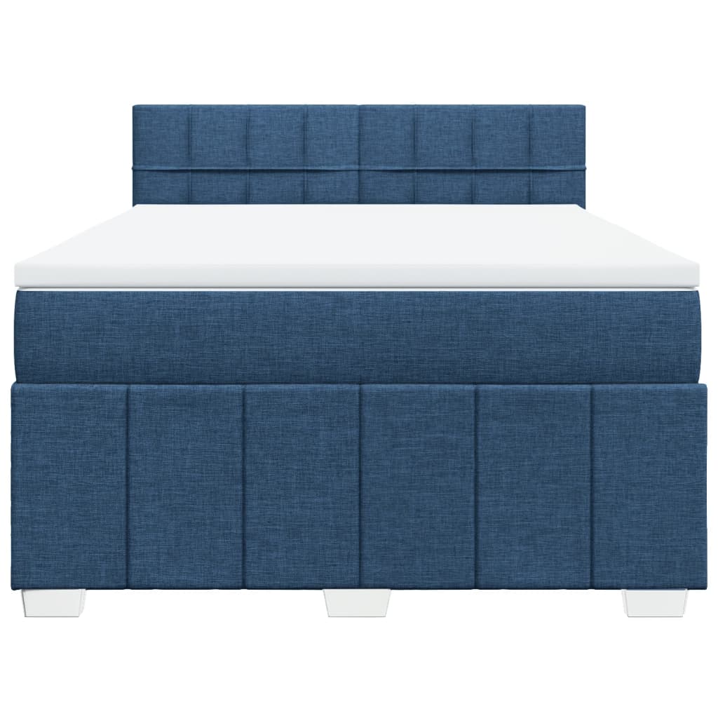 Κρεβάτι Boxspring με Στρώμα Μπλε 160x200 εκ. Υφασμάτινο - Pakobazaar
