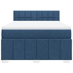Κρεβάτι Boxspring με Στρώμα Μπλε 160x200 εκ. Υφασμάτινο - Pakobazaar