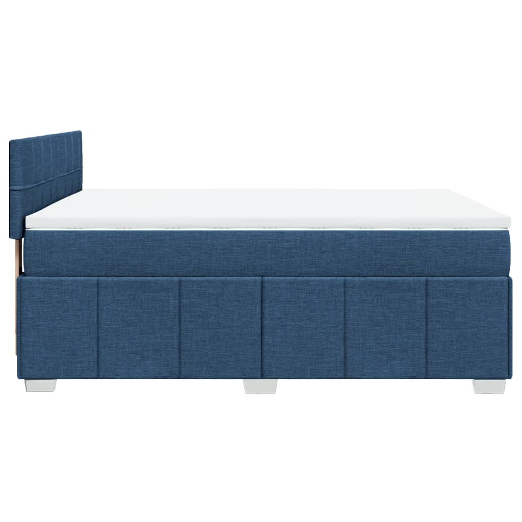 Κρεβάτι Boxspring με Στρώμα Μπλε 160x200 εκ. Υφασμάτινο - Pakobazaar