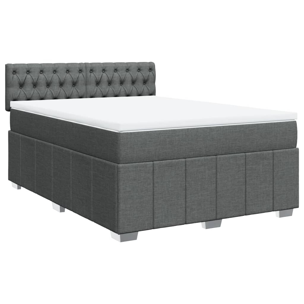 Κρεβάτι Boxspring με Στρώμα Σκούρο Γκρι 160x200 εκ Υφασμάτινο - Pakobazaar