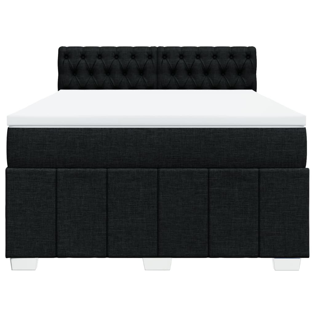 Κρεβάτι Boxspring με Στρώμα Μαύρο 160x200 εκ. Υφασμάτινο - Pakobazaar