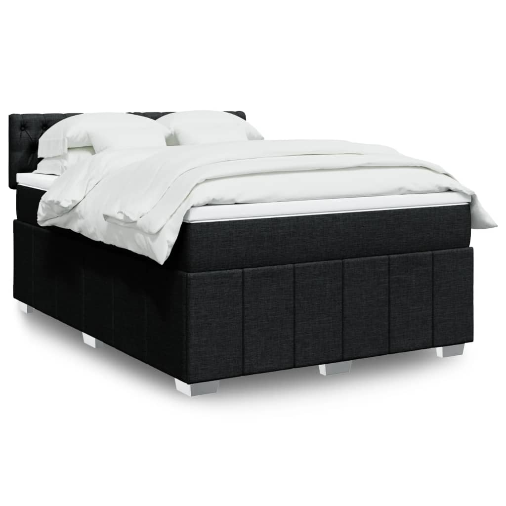 Κρεβάτι Boxspring με Στρώμα Μαύρο 160x200 εκ. Υφασμάτινο - Pakobazaar