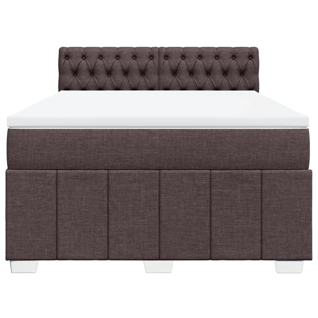 Κρεβάτι Boxspring με Στρώμα Σκούρο Καφέ 160x200 εκ Υφασμάτινο