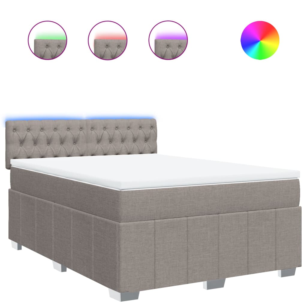 Κρεβάτι Boxspring με Στρώμα Taupe 160x200 εκ. Υφασμάτινο - Pakobazaar