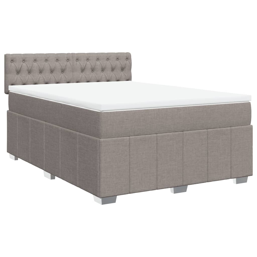 Κρεβάτι Boxspring με Στρώμα Taupe 160x200 εκ. Υφασμάτινο - Pakobazaar