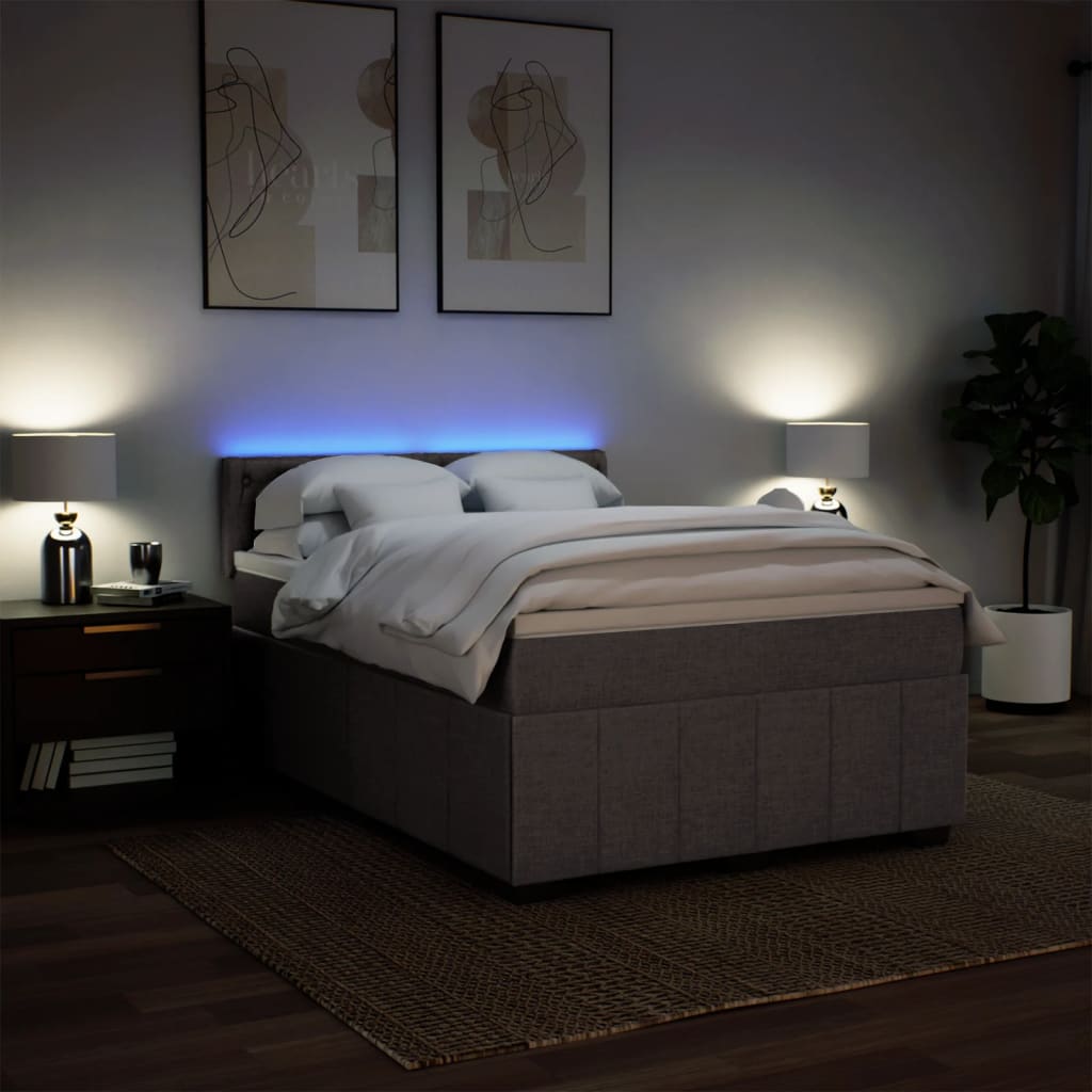 Κρεβάτι Boxspring με Στρώμα Taupe 160x200 εκ. Υφασμάτινο - Pakobazaar