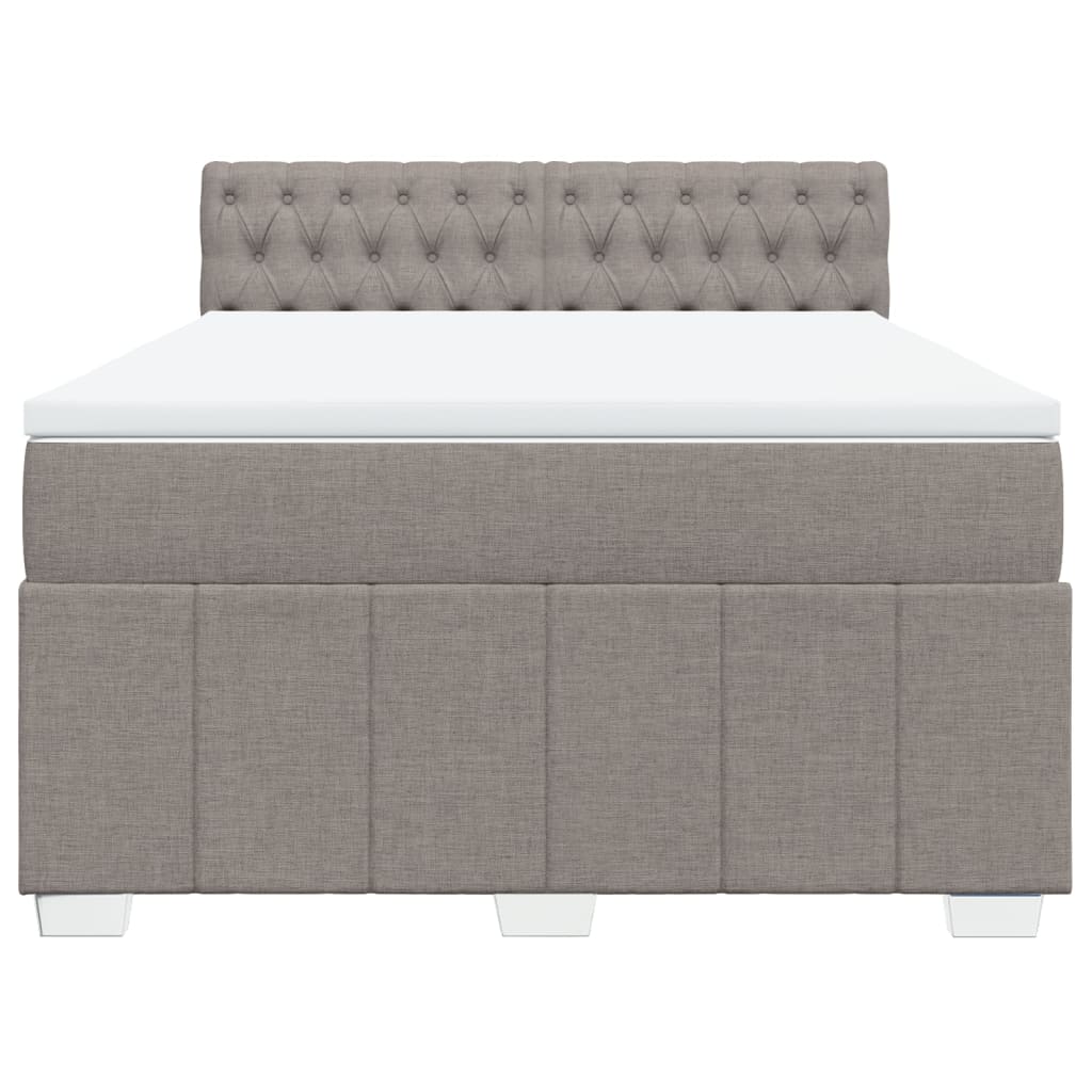Κρεβάτι Boxspring με Στρώμα Taupe 160x200 εκ. Υφασμάτινο - Pakobazaar