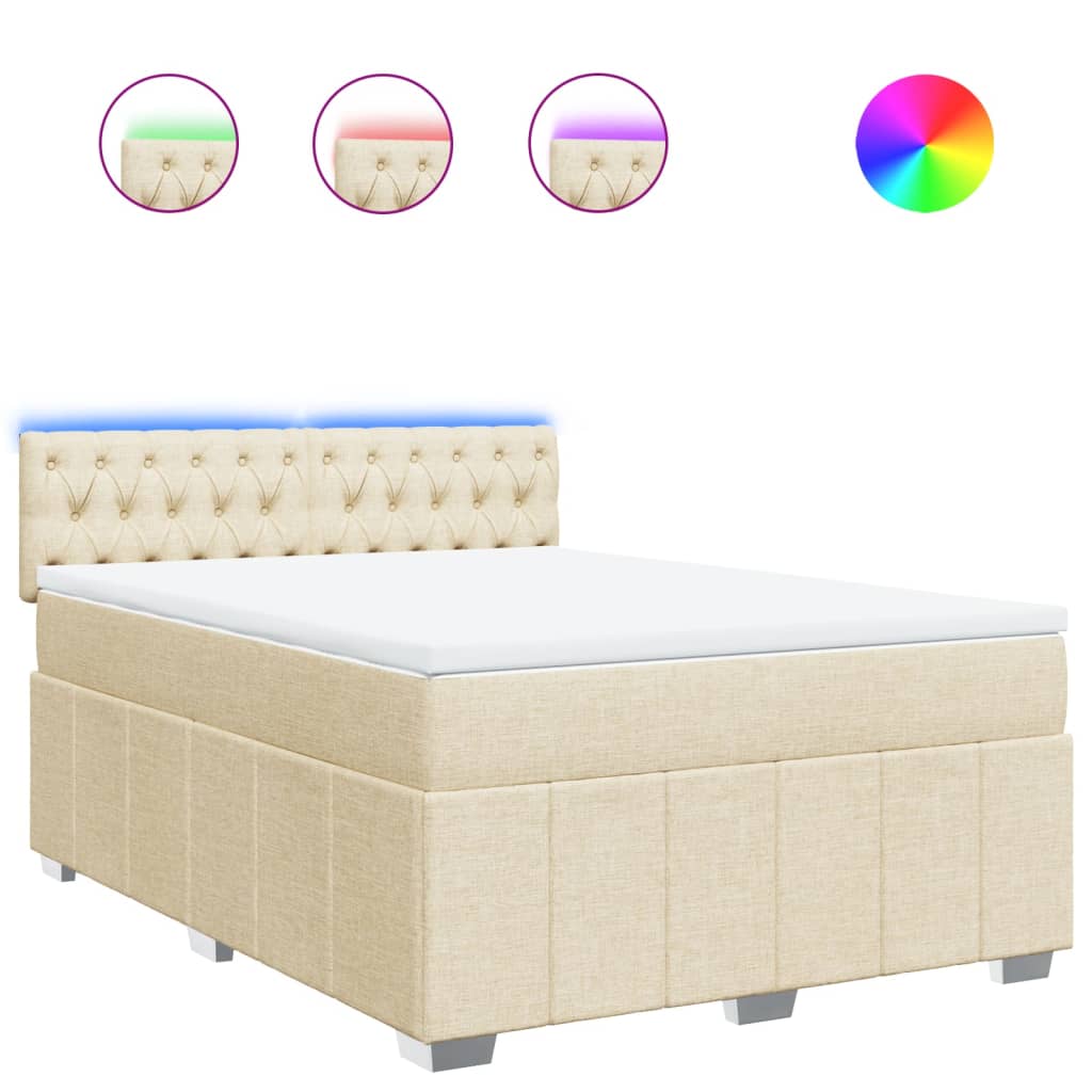 Κρεβάτι Boxspring με Στρώμα Κρεμ 160x200 εκ. Υφασμάτινο - Pakobazaar